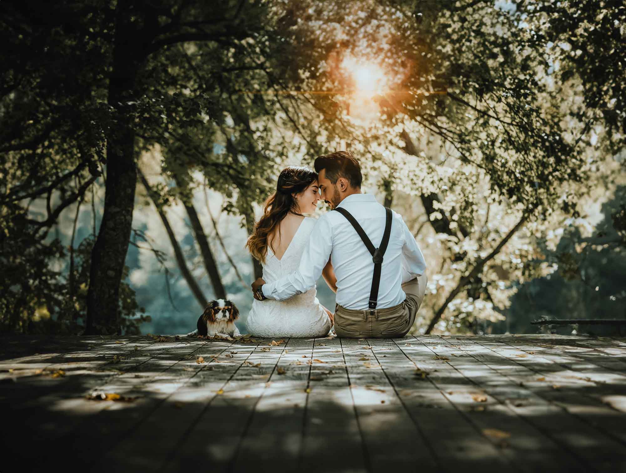 engagement photo outdoor shoot with dog